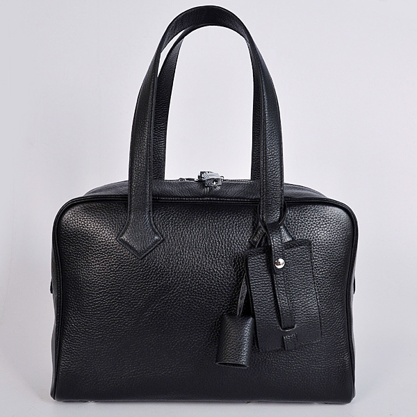 8655BS Hermes Victoria Bag in pelle Clemence in nero con argento